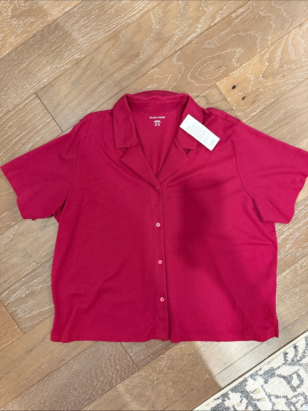 Eileen Fisher Organic Cotton Short Sleeve Top - Raspberry